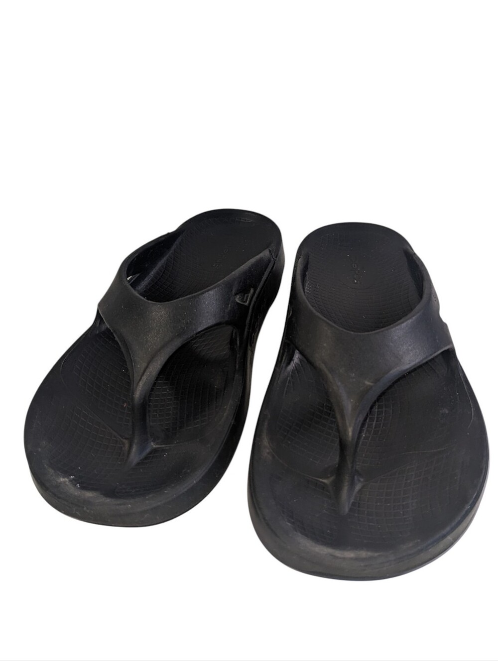 Oofos Black Rubber Thong Sandals With Arch Support Size 9
